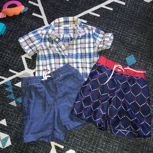 Janie and Jack Plaid Shirt and Shorts Bundle